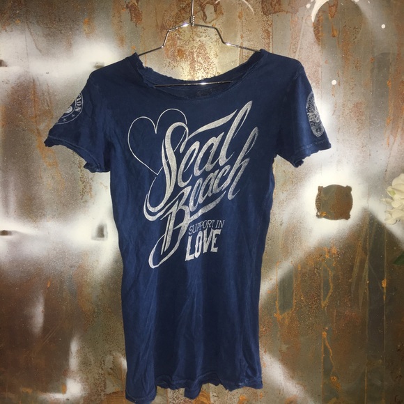 Affliction Seal Beach Police Navy Blue Tee