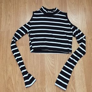 Long sleeve mock turtleneck crop top