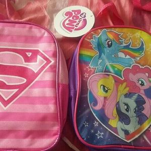2 backpacks new superman and my little pony