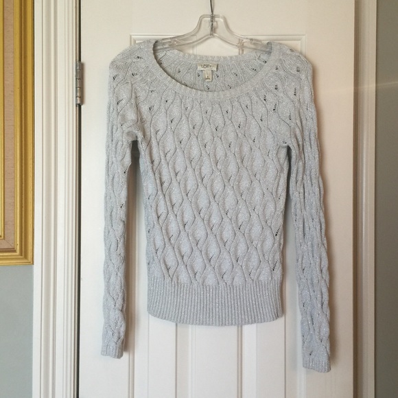 Silver cable knit sweater LOFT Sz S