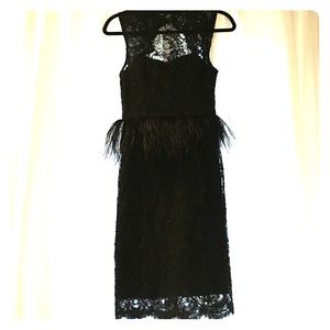 Alice and Olivia lace and feather peplum midi