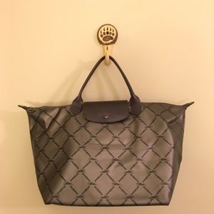 Longchamp Le Pliage Metallic Silver