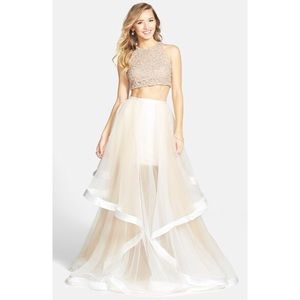 Two Piece Beaded Top Ivory Gown