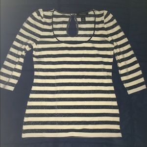 💕WHBM | Black & White Sparkly Stripped Shirt