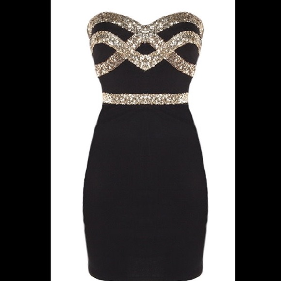 *SOLD* Black & Gold Party Dress