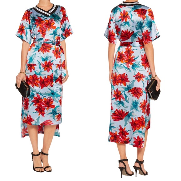 SUNO BLUE FLORAL SILK DRESS - Picture 6 of 7