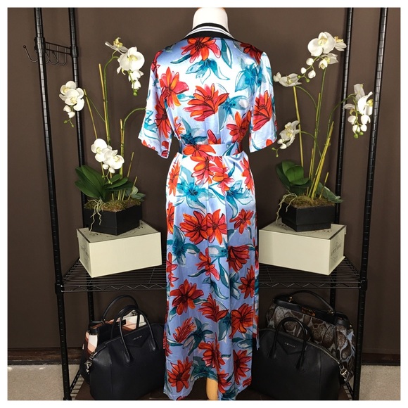 SUNO BLUE FLORAL SILK DRESS - Picture 2 of 7