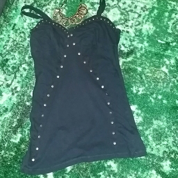 Black with gold stud accent adorable tank