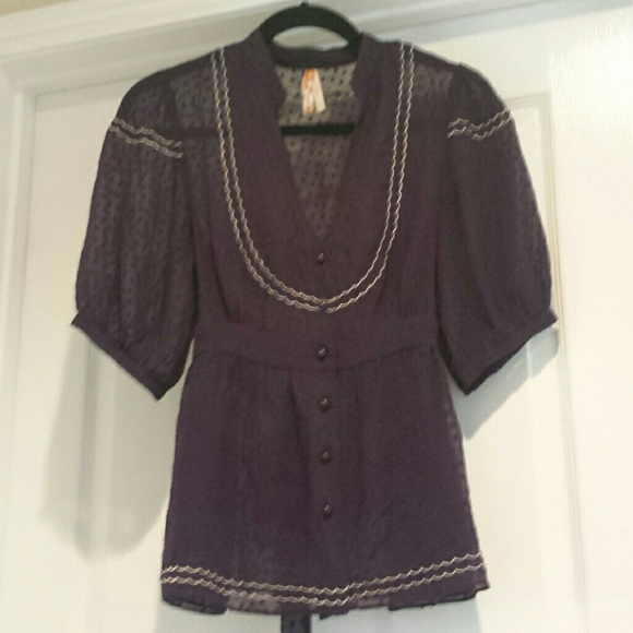 Anthropologie Maeve dot silk blouse