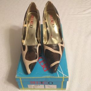 Brown/Beige Giraffe Print Heels