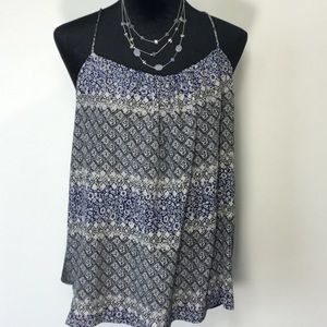 NWT Madewell 100% Silk Tank boho Blue Size 8