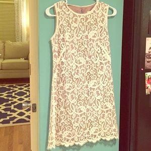 Ann Taylor Loft white lace shift dress size 2P