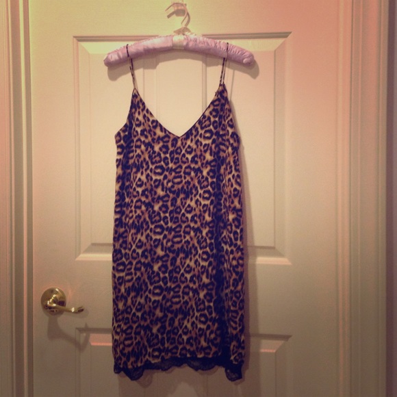 Cheetah print dress with lace trim