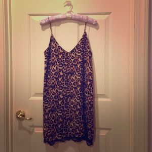 Cheetah print dress with lace trim