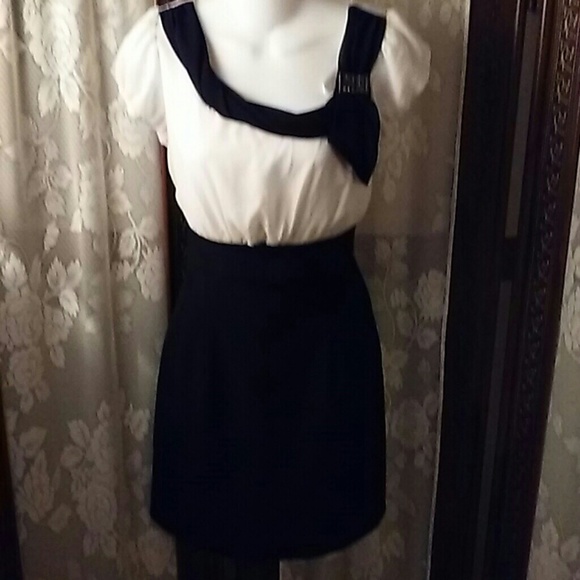 Cream and black dress