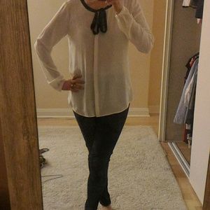 LOFT tie neck blouse