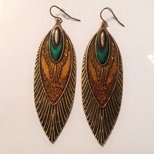 Forever 21 Gold and Emerald Earrings