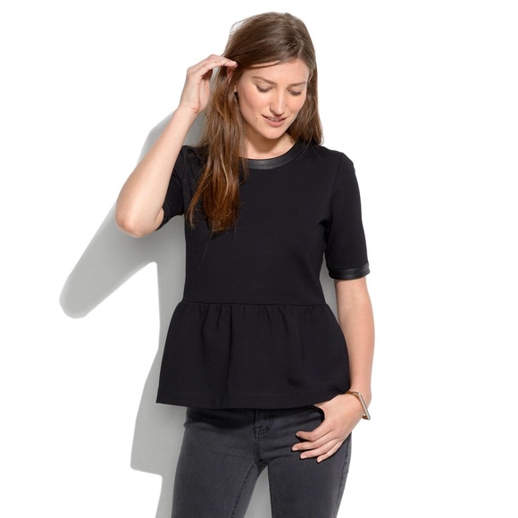 Madewell Tops - Madewell Leather-trim Peplum Top