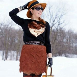 Small  Flirty Stylish Brown Fringe Mini