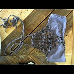 Size medium, fig, acacia swimwear top