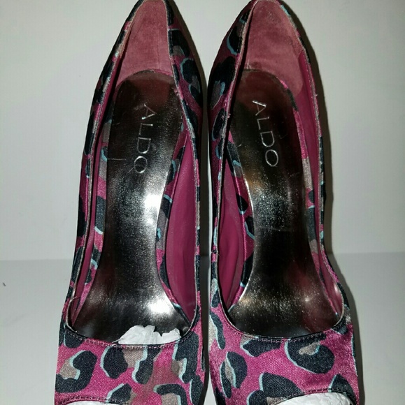 7.5  Hot High Heels Sexy Cheeta Pink Black ALDO - Picture 3 of 4