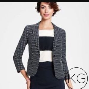 Navy Polka Dot 3/4 Length Blazer