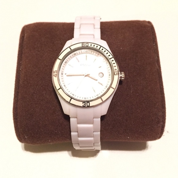 White Fossil Watch