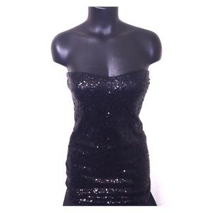 Black Strapless Sequence Dress