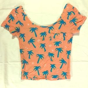 Pink Palm Tree Nollie Crop