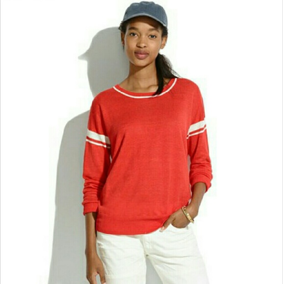 Madewell Red Stripe Insert Pullover Sweater