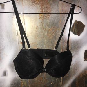 Frederick's of Hollywood Sexy Black Satin lace Bra