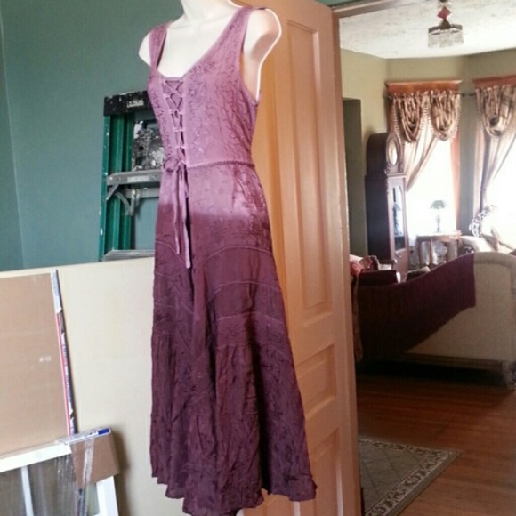 Ombré purple flowy maxi peasant dress