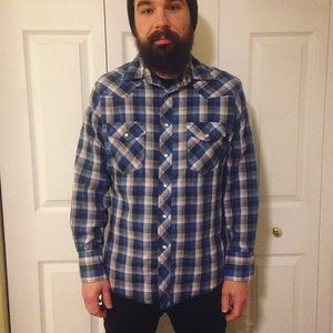 Men's Wrangler Blue Western Shirt