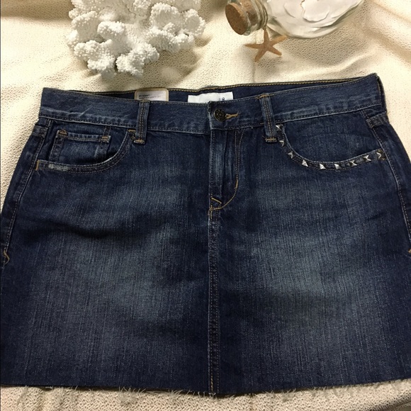 Cut Off Studded Jean Skirt