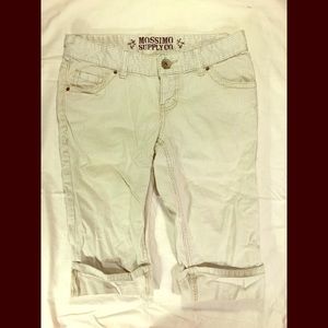 White and Blue Striped Capris