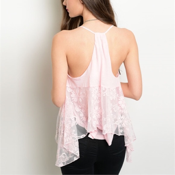 Gorgeous baby pink sharkbite hem tank DELETING - Picture 2 of 4