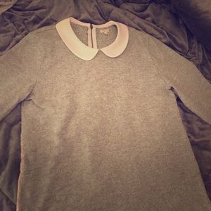 J. Crew blouse, grey/white, size S