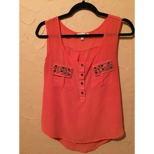 Peach coral mesh tank