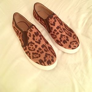 Jslides leopard print slip on sneakers size six