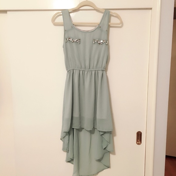 Rhinestone high low chiffon dress