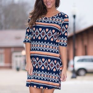 Blue Rain 3/4 Sleeve Dress