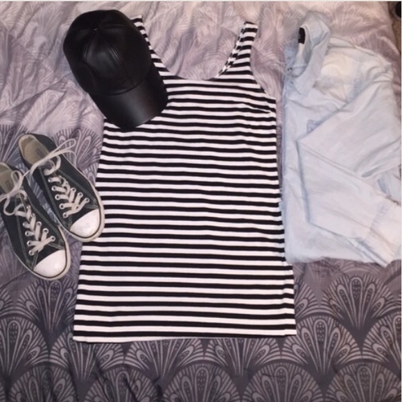 Black and white striped dress