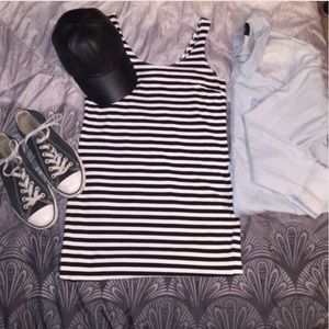 Black and white striped dress