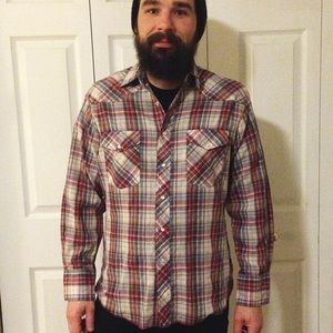 Men's Vintage Plaid Western Shirt