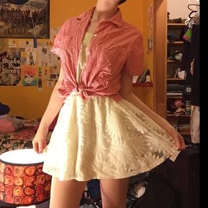 Red Plaid Short Sleeved Shirt