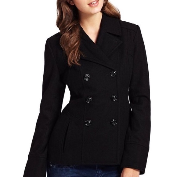 GUESS Wool-Blend Peacoat - Picture 1 of 4