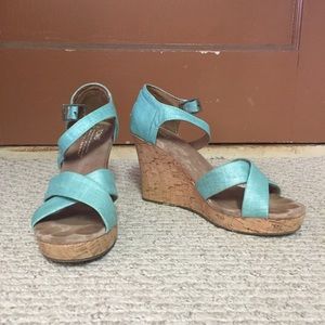 TOMS Turquoise Strappy Wedges