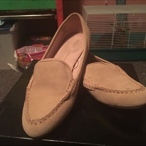 Taupe penny loafers