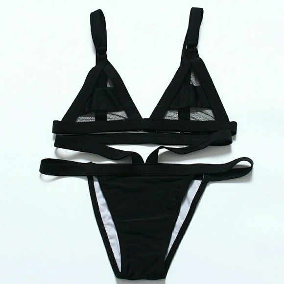 Sexy Thong Bikinis Hollow Out Swimwear Women Mesh - Picture 3 of 5