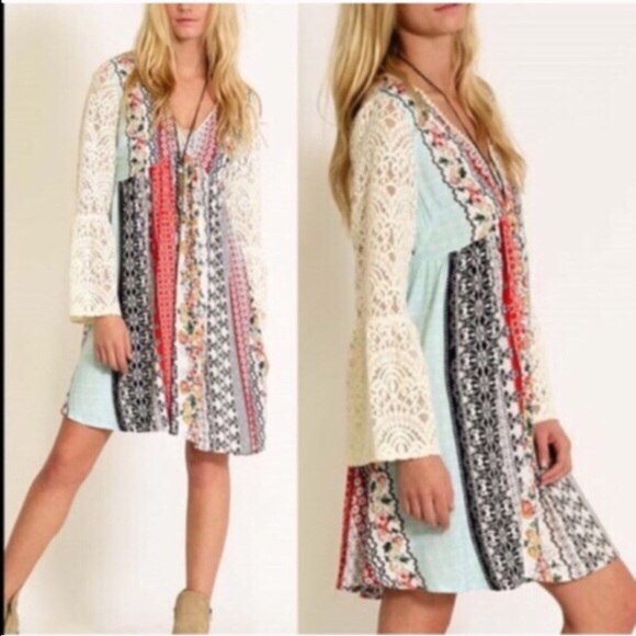 Beautiful Boho patchwork tunic dress Crochet - Picture 4 of 4